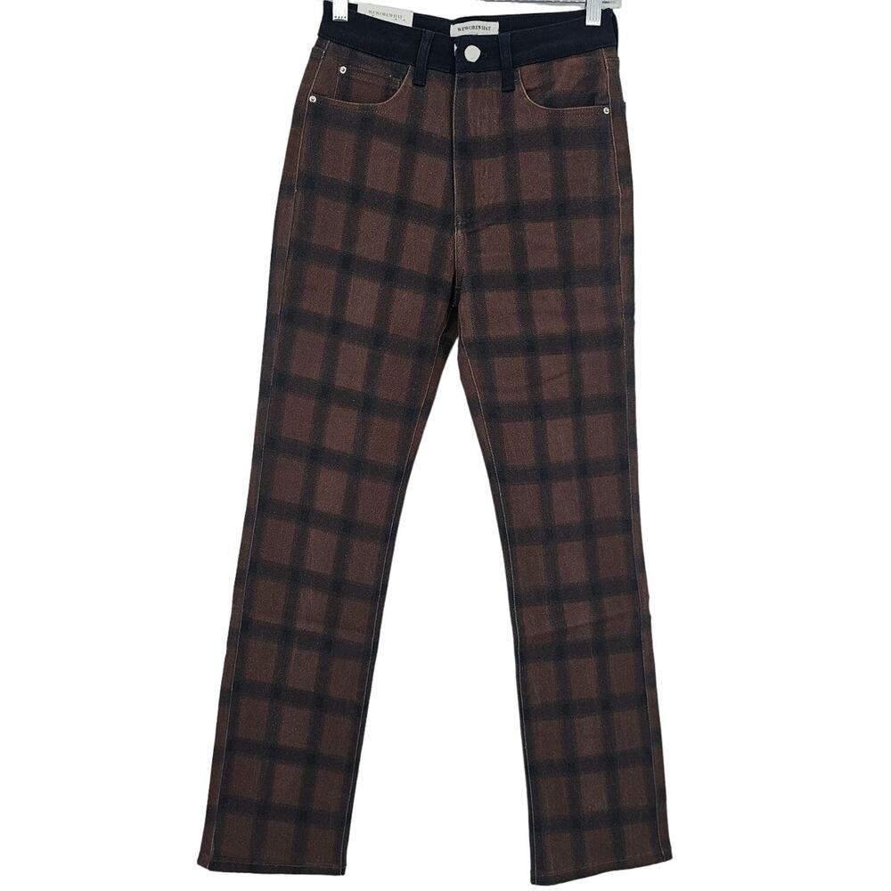 Revolve Weworewhat Woman 26/4 Color Block Icon Jeans Modern Plaid Stretch NEW